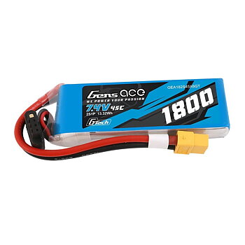 GensAce G-Tech 1800mAh 7.4V 45C 2S1P Lipo Battery Pack with XT60 Plug