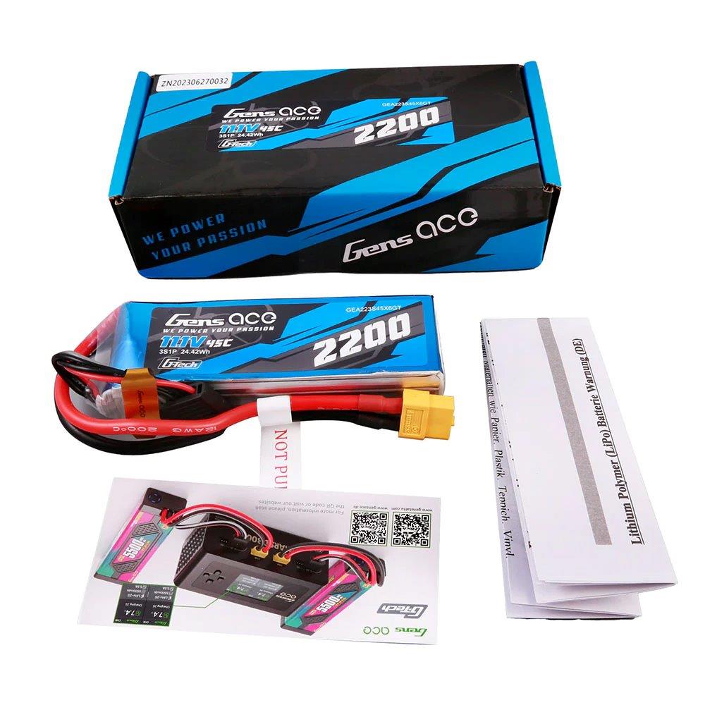 GensAce G-Tech 2200mAh 11.1V 45C 3S1P Lipo Battery Pack with XT60 Plug - 2