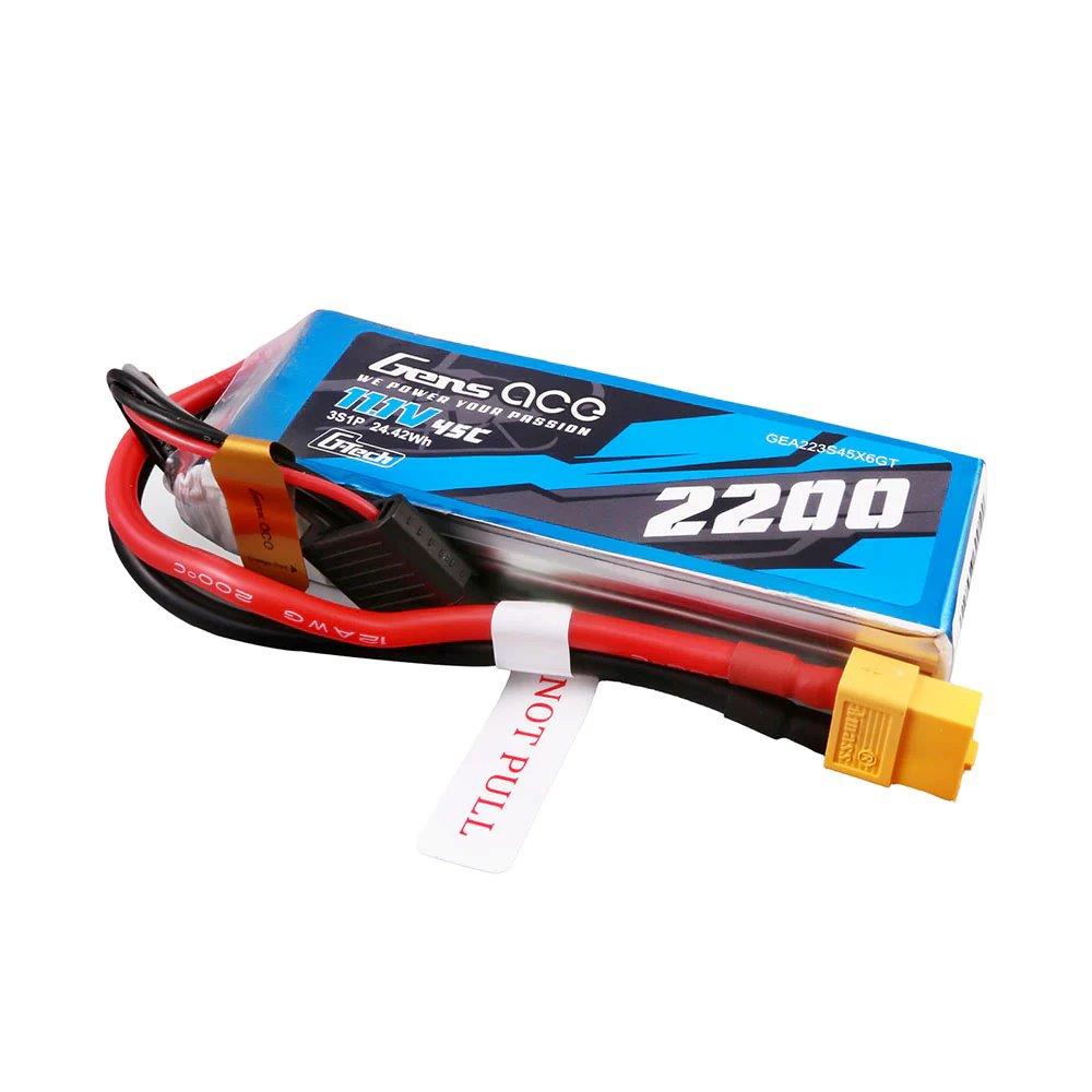 GensAce G-Tech 2200mAh 11.1V 45C 3S1P Lipo Battery Pack with XT60 Plug - 3