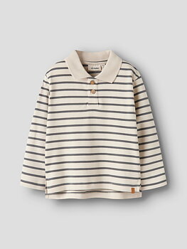 NMMLIMIA LS LOOSE POLO TOP LIL Turtledove POPPY SEED