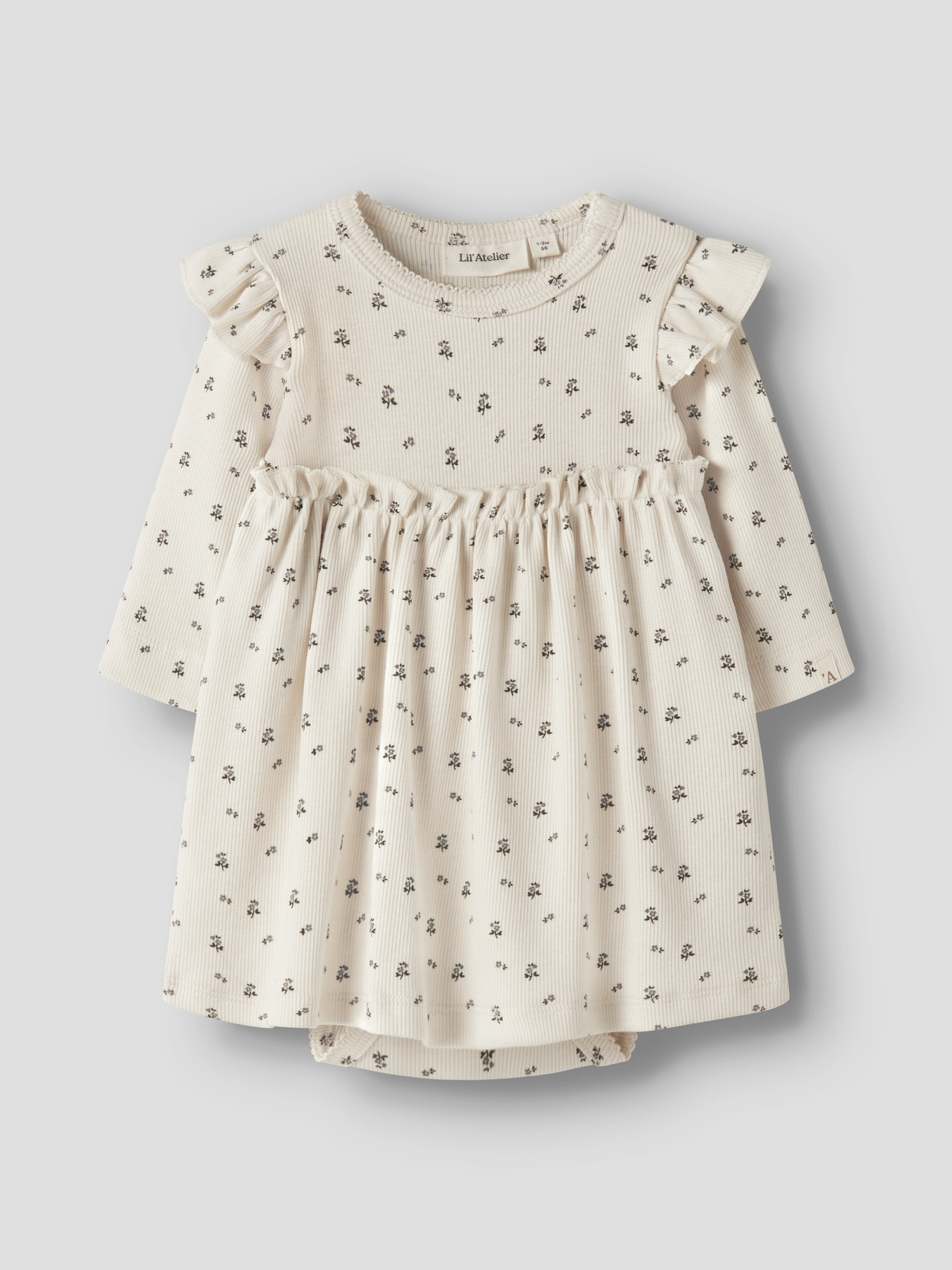 NBFLAGO MIA LS BODY DRESS LIL Turtledove BLUE FLOWER - 2