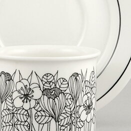 Esteri Tomula (Krokus 1978) Coffee Cup with Graphic Flower Decor 10 cm  [Sample Images]