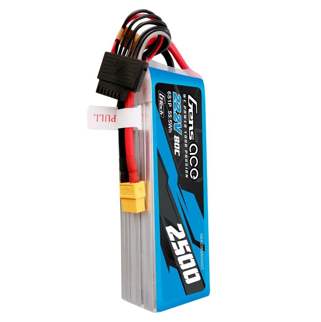 GensAce G-Tech 2500mAh 22.2V 80C 6S Lipo Battery Pack with XT60 plug - 3