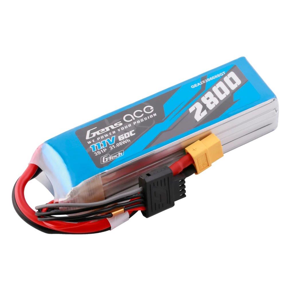 GensAce G-Tech 2800mAh 11.1V 60C 3S1P LiPo Battery Pack with XT60 Plug - 2