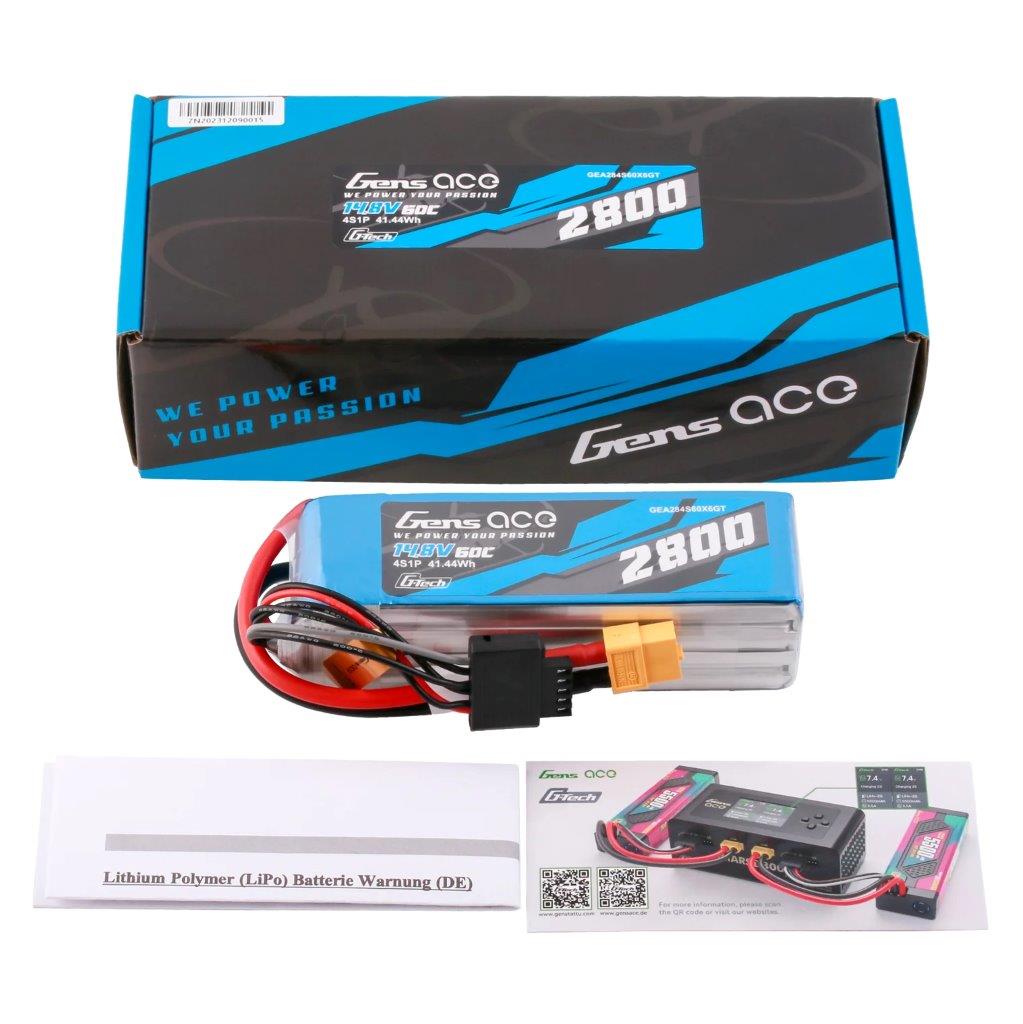GensAce G-Tech 2800mAh 14.8V 60C 4S1P LiPo Battery Pack with XT60 Plug - 5