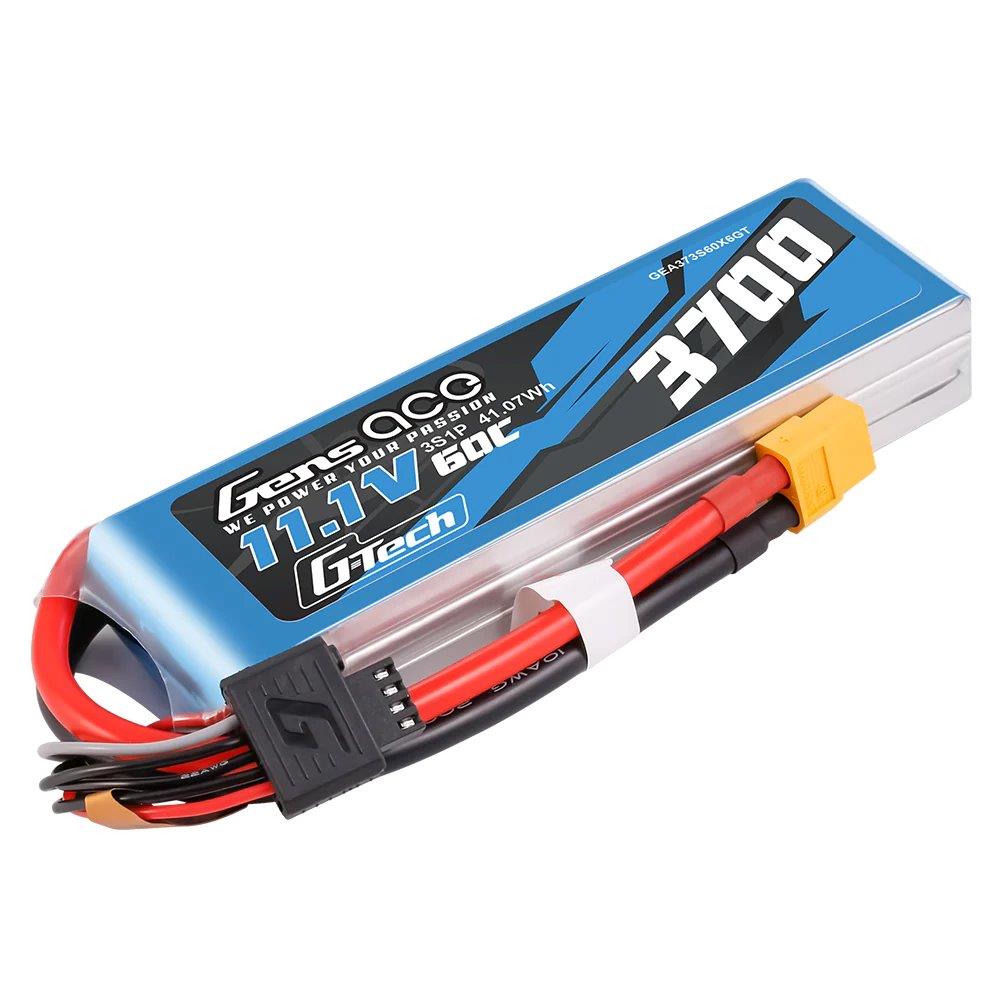 GensAce G-Tech 3700mAh 11.1V 60C 3S1P XT60 LIPO Battery Pack