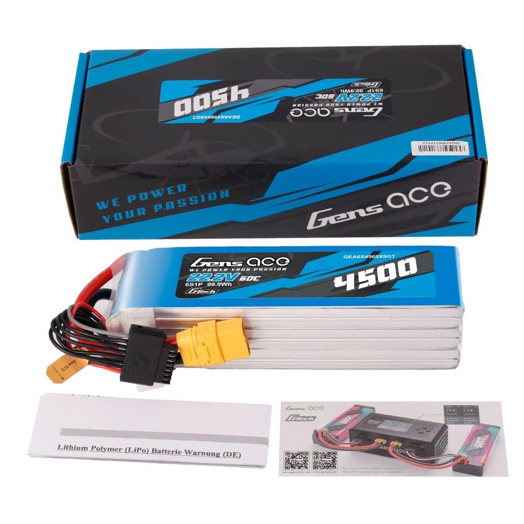GensAce G-Tech 4500mAh 22.2V 60C 6S1P XT90 LIPO Battery Pack - 2