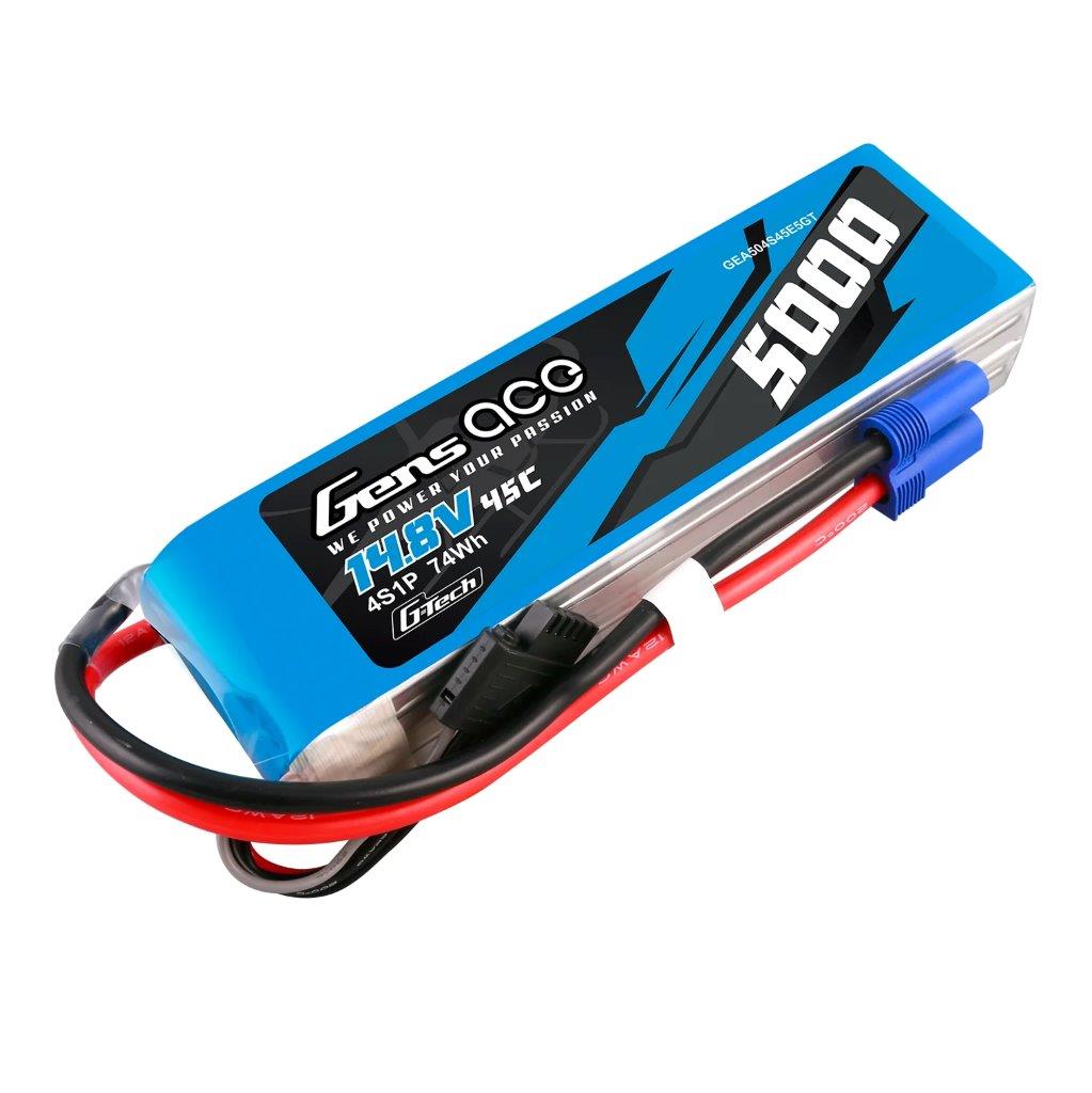 GensAce G-Tech 5000mAh 14.8V 45C 4S1P Heli Lipo Battery with EC5 Plug - 5