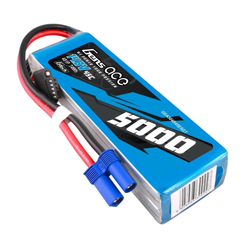 GensAce G-Tech 5000mAh 14.8V 45C 4S1P Heli Lipo Battery with EC5 Plug - 4