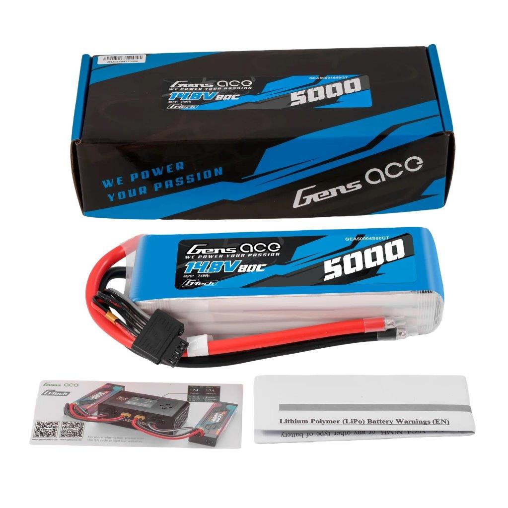 GensAce G-Tech 5000mAh 14.8V 80C 4S1P Lipo Battery (F5B) - 5
