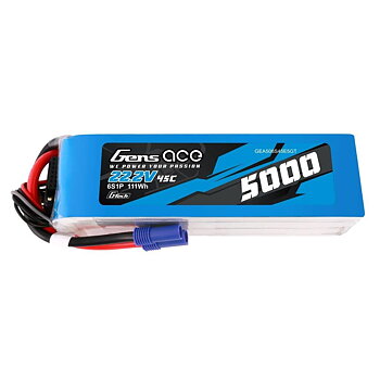 GensAce G-Tech 5000mAh 22.2V 45C 6S1P Lipo Battery Pack with EC5 Plug