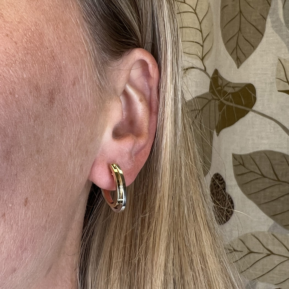 Guldörhängen Creoler 2-färg, 18k guld, Vintage - 2