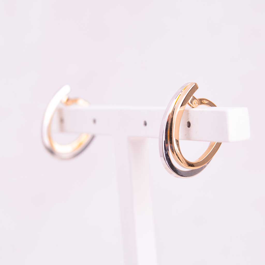 Guldörhängen Creoler 2-färg, 18k guld, Vintage - 5