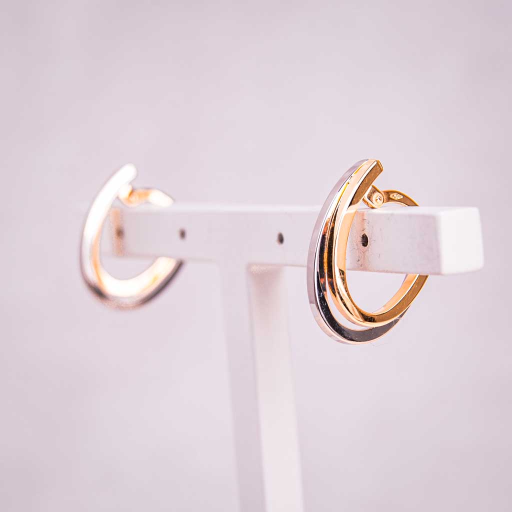 Guldörhängen Creoler 2-färg, 18k guld, Vintage - 6