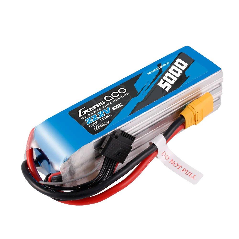 GensAce G-Tech 5000mAh 22.2V 60C 6S1P XT90 LIPO Battery Pack - 4