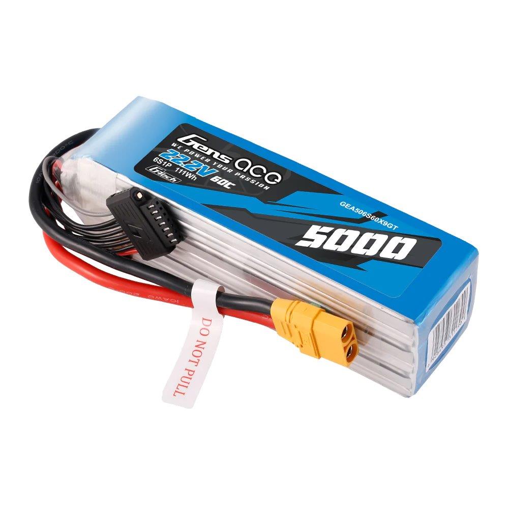 GensAce G-Tech 5000mAh 22.2V 60C 6S1P XT90 LIPO Battery Pack - 5