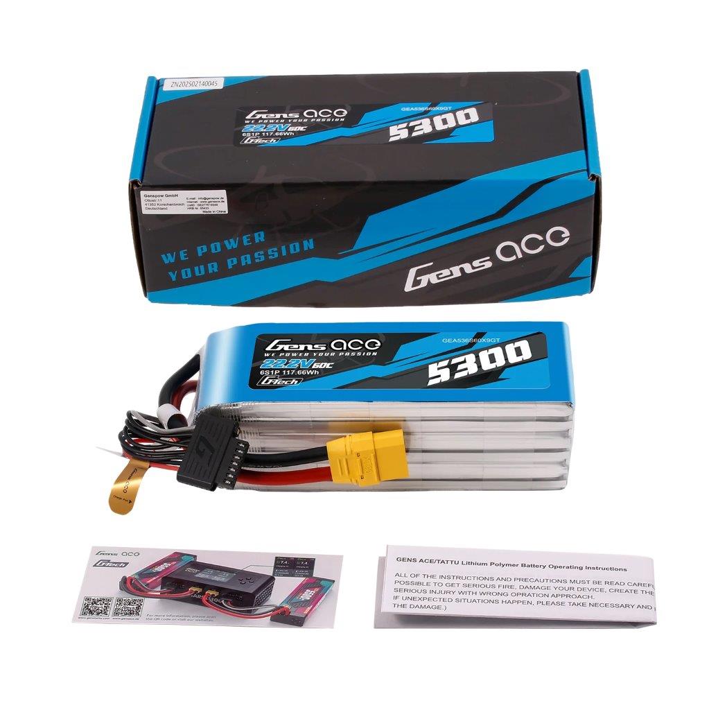 GensAce G-Tech 5300mAh 22.2V 60C 6S1P Battery Pack with XT90 plug - 2