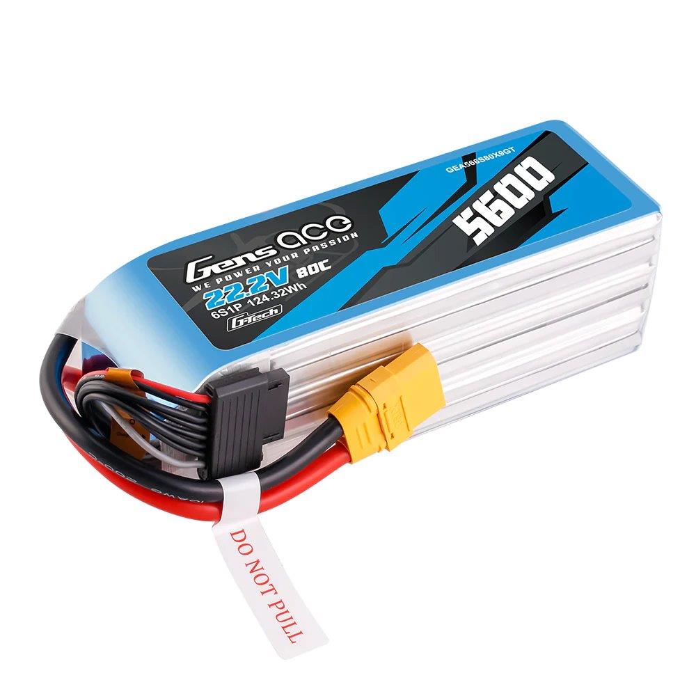 GensAce G-Tech 5600mAh 22.2V 80C 6S1P XT90 LIPO Battery Pack - 3
