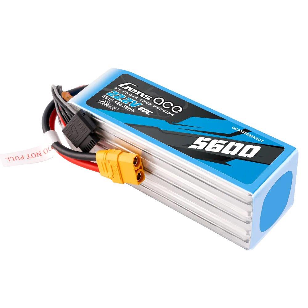 GensAce G-Tech 5600mAh 22.2V 80C 6S1P XT90 LIPO Battery Pack - 4