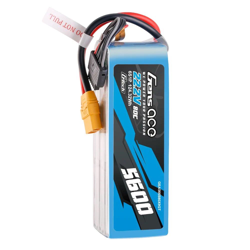 GensAce G-Tech 5600mAh 22.2V 80C 6S1P XT90 LIPO Battery Pack - 5