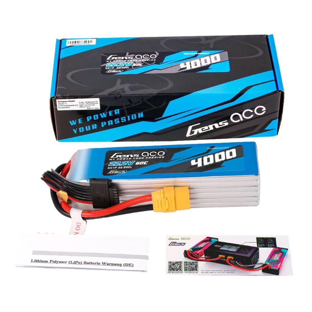 GensAce G-tech 6S 4000mAh 60C 22.2V Lipo Battery with XT90 Plug - 2