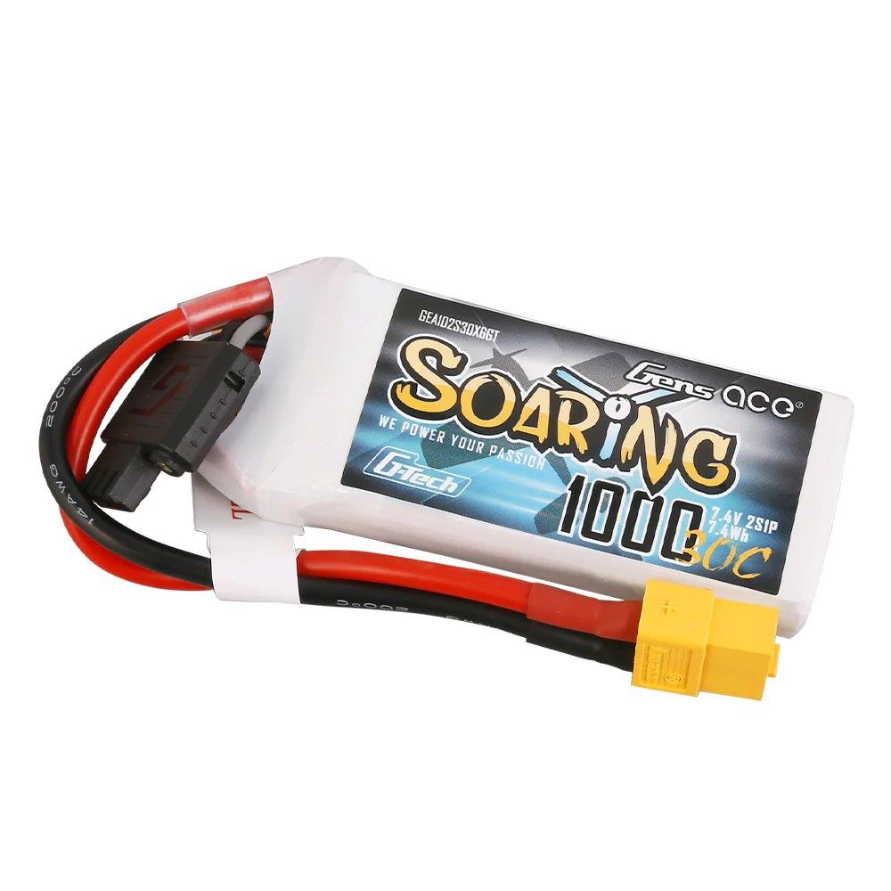 GensAce G-Tech Soaring 1000mAh 7.4V 30C 2S1P Lipo Battery Pack with XT60 Plug - 3