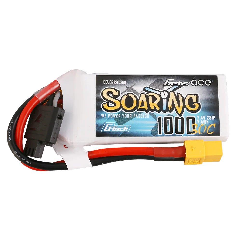 GensAce G-Tech Soaring 1000mAh 7.4V 30C 2S1P Lipo Battery Pack with XT60 Plug