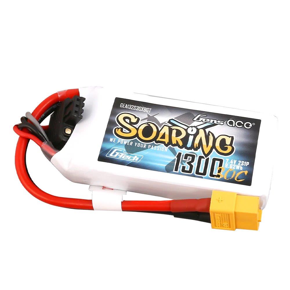 GensAce G-Tech Soaring 1300mAh 7.4V 30C 2S1P Lipo Battery Pack with XT60 plug - 4