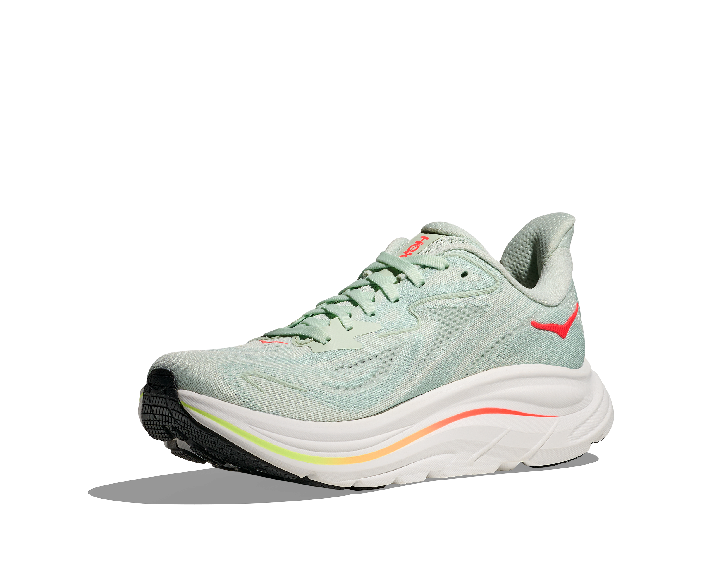 Hoka One One W Clifton 10 Wide - Sea Glass/Neon Flame - 4