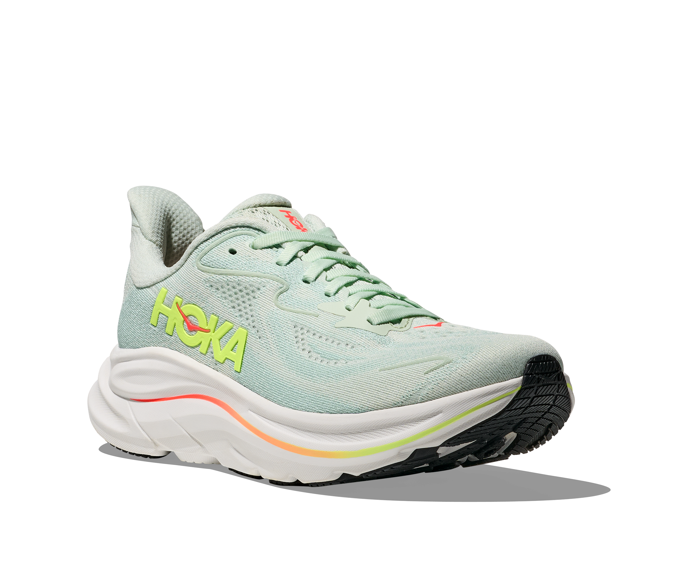 Hoka One One W Clifton 10 Wide - Sea Glass/Neon Flame - 3