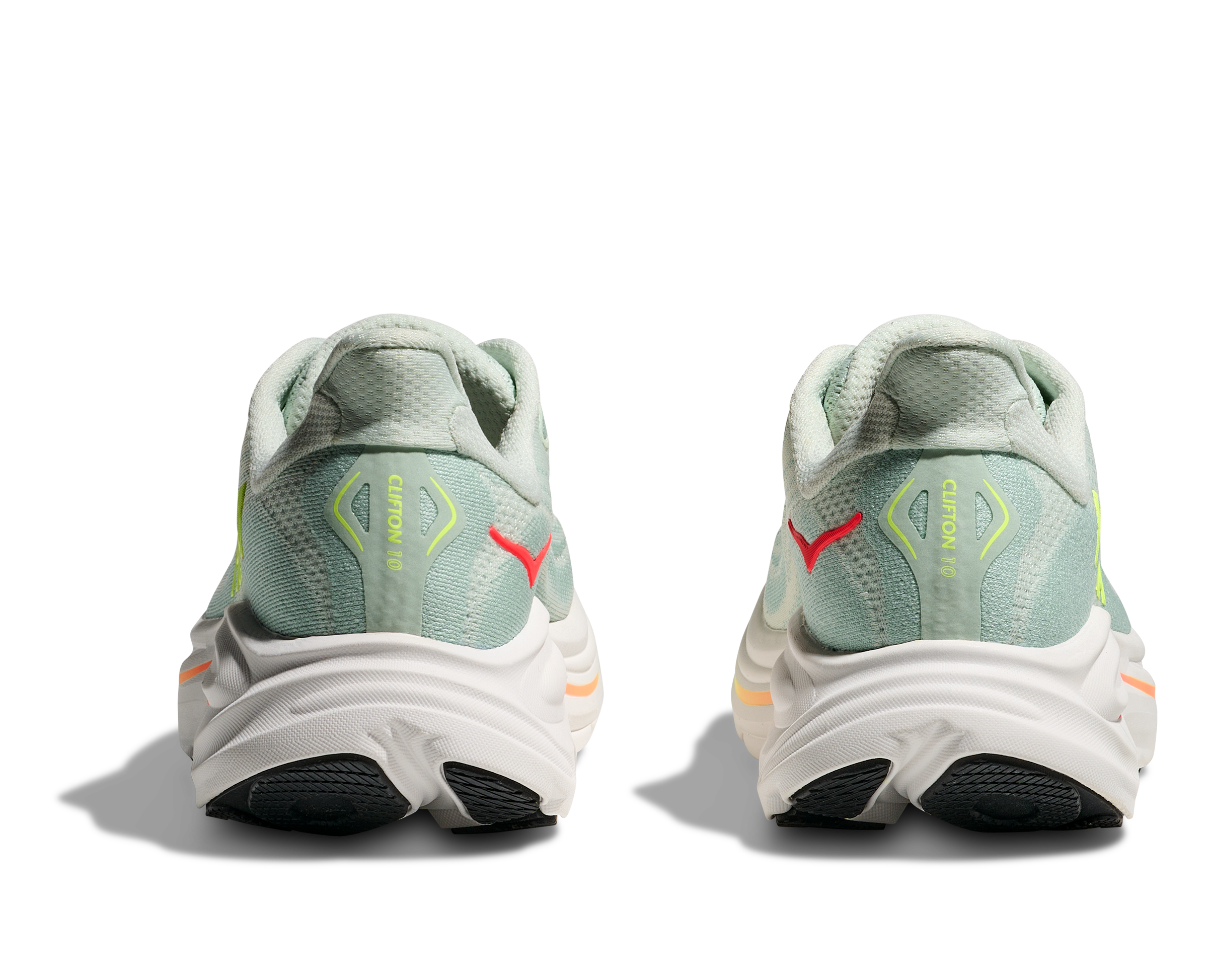 Hoka One One W Clifton 10 Wide - Sea Glass/Neon Flame - 6