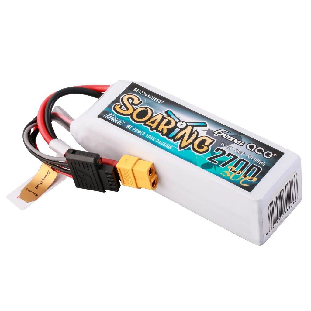 GensAce G-Tech Soaring 2700mAh 14.8V 30C 4S1P LiPo Battery Pack with XT60 Plug - 4