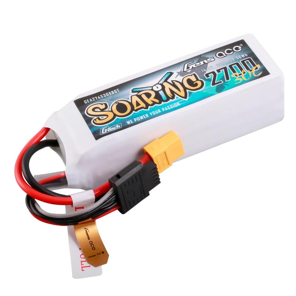 GensAce G-Tech Soaring 2700mAh 14.8V 30C 4S1P LiPo Battery Pack with XT60 Plug - 5