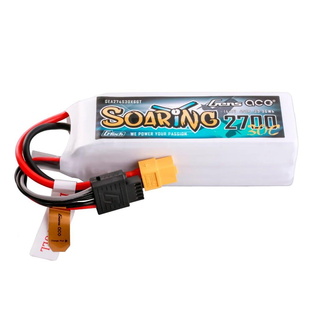 GensAce G-Tech Soaring 2700mAh 14.8V 30C 4S1P LiPo Battery Pack with XT60 Plug
