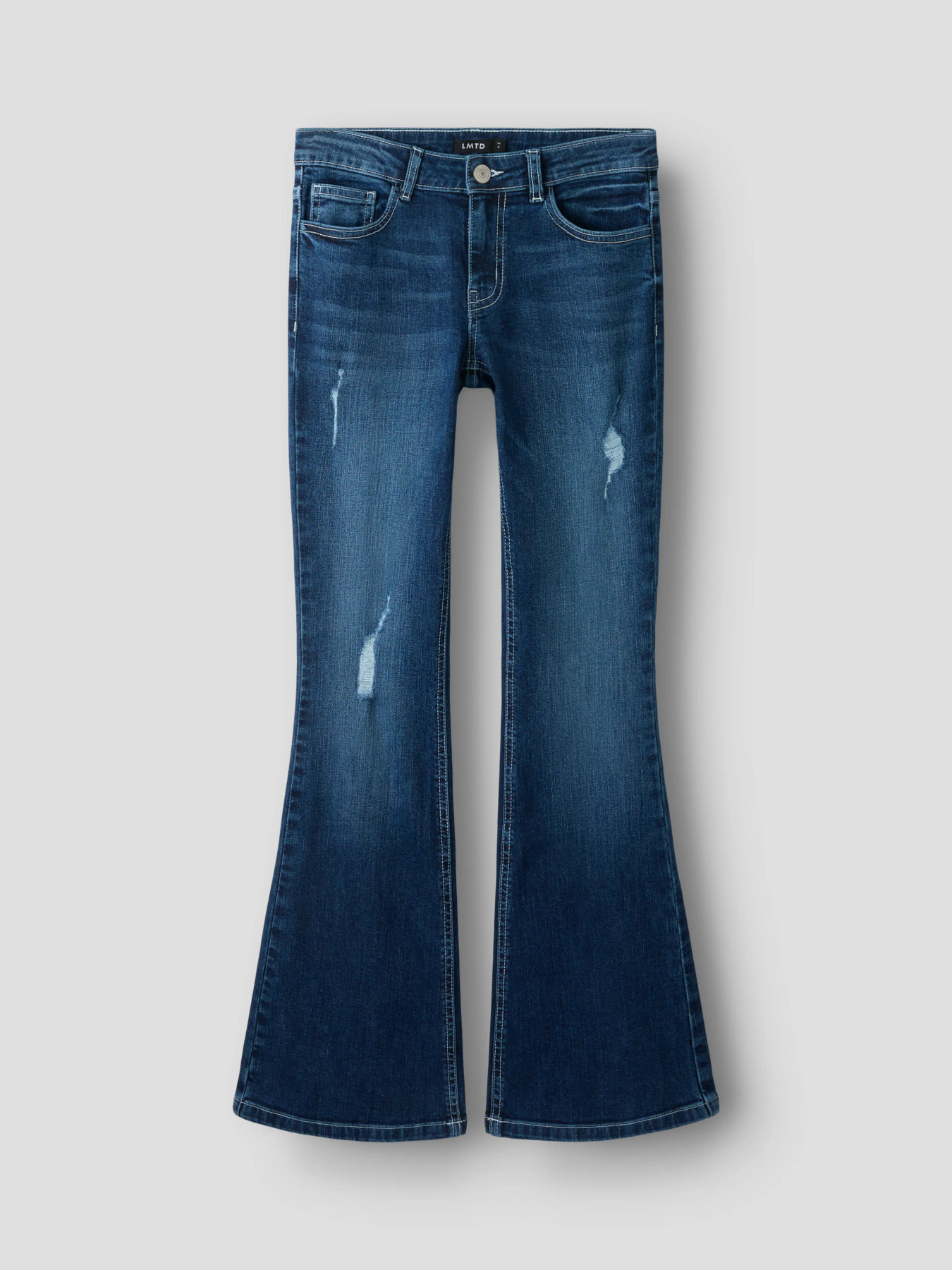 NLFBLIBLING DNM S LW FLARED PANT Dark Blue Denim Distressed - 8