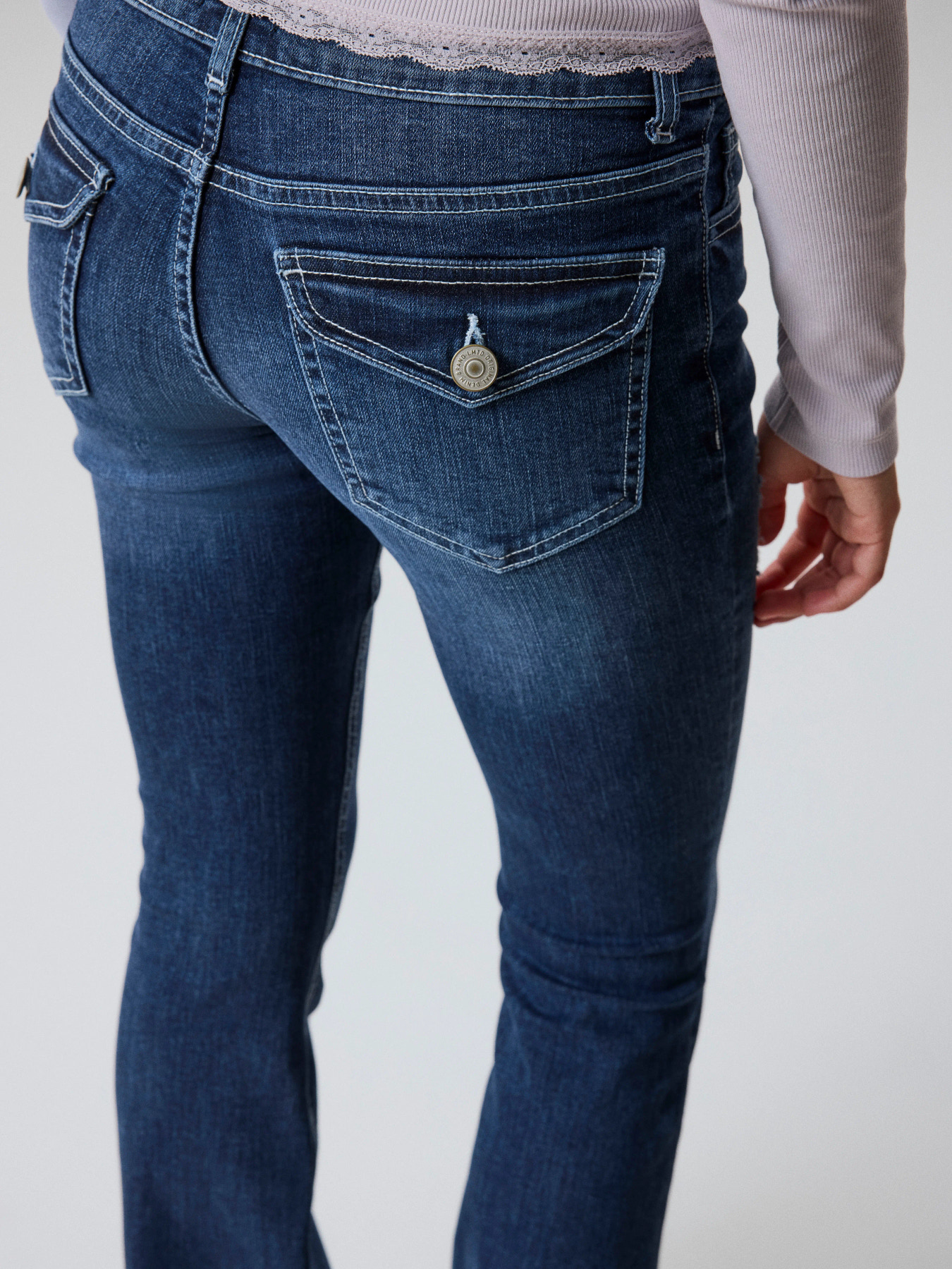 NLFBLIBLING DNM S LW FLARED PANT Dark Blue Denim Distressed - 7