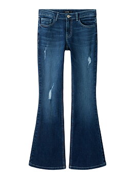 NLFBLIBLING DNM S LW FLARED PANT Dark Blue Denim Distressed