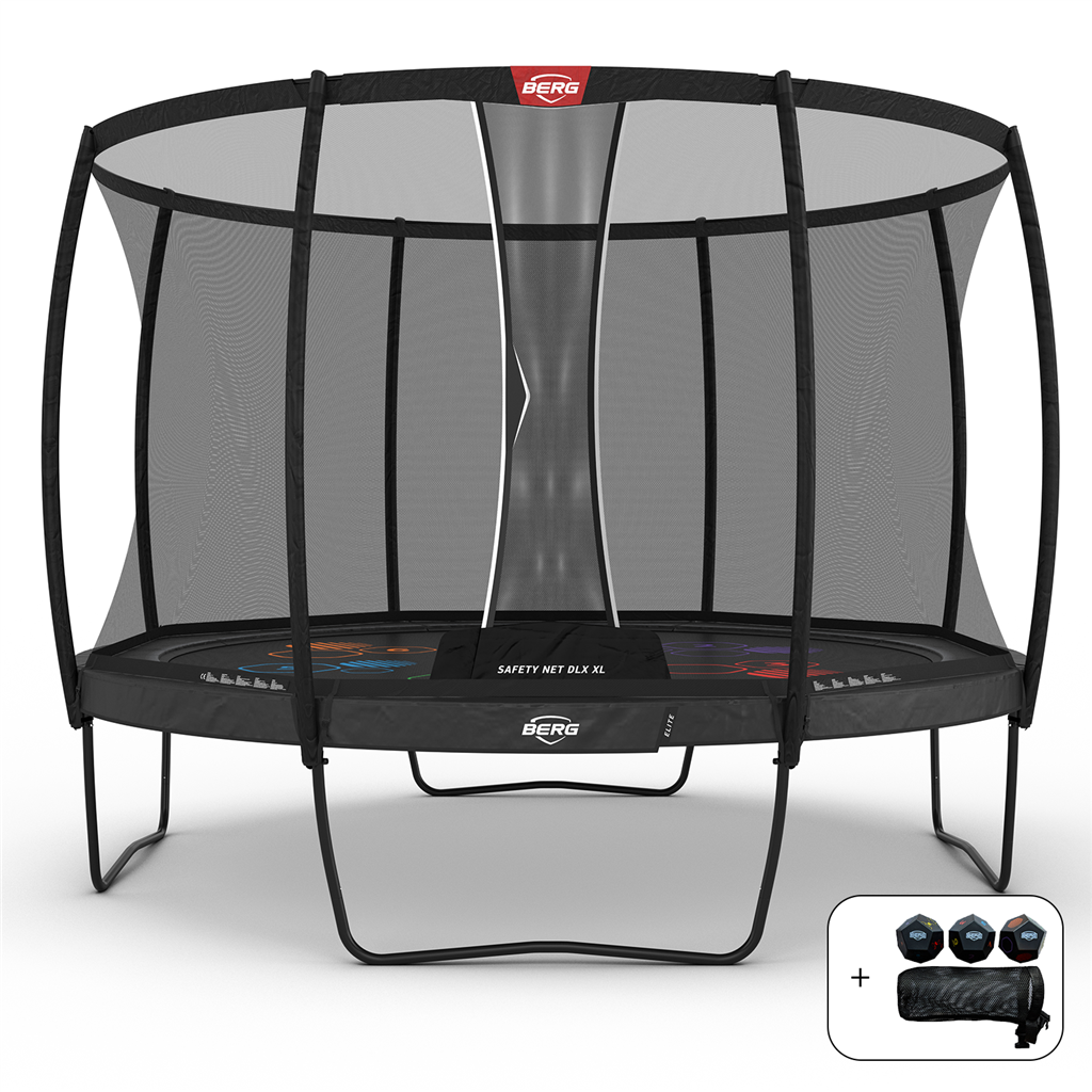 Studsmatta BERG Elite Grey 430 Air Flow PRO LEVELS + skyddsnät DLX XL