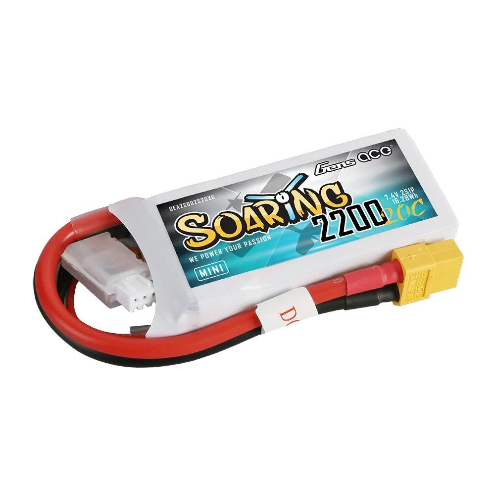 GensAce Soaring 2200mAh 2S 20C 7.4V LiPo Battery with XT60 Plug - 5