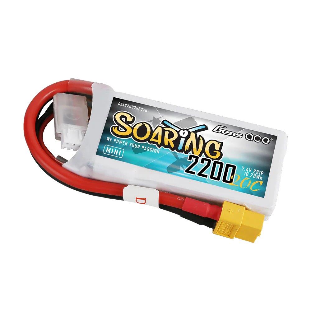 GensAce Soaring 2200mAh 2S 20C 7.4V LiPo Battery with XT60 Plug - 4