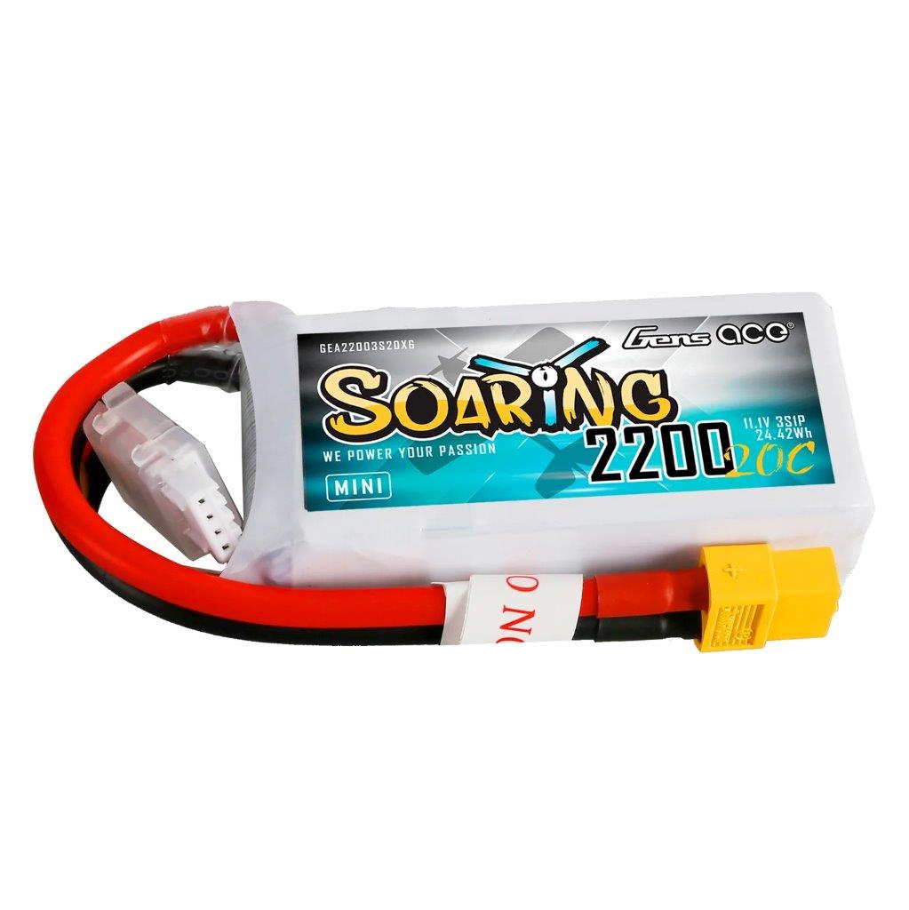 GensAce Soaring 2200mAh 3S 20C 11.1V LiPo Battery with XT60 Plug