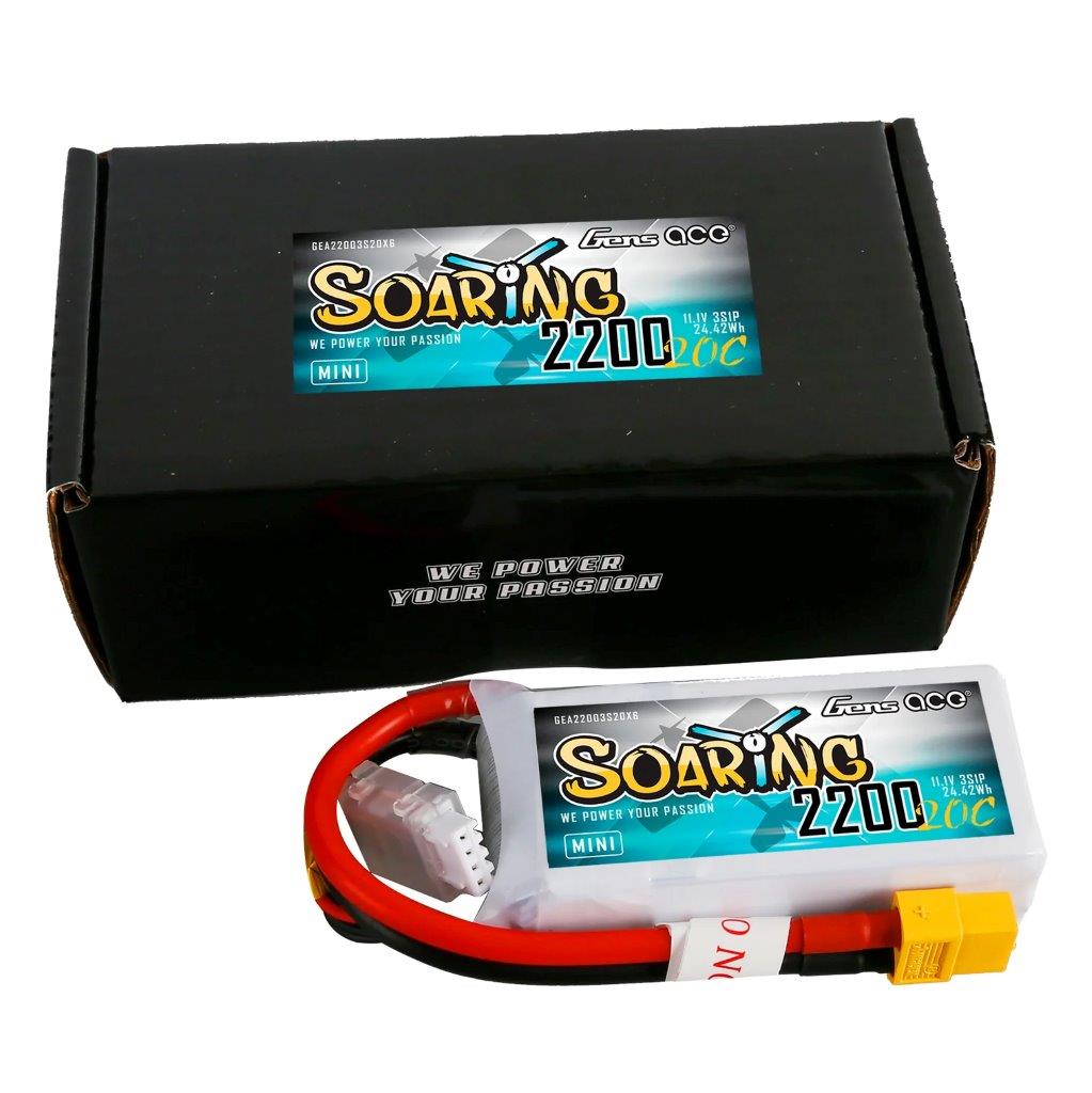 GensAce Soaring 2200mAh 3S 20C 11.1V LiPo Battery with XT60 Plug - 2