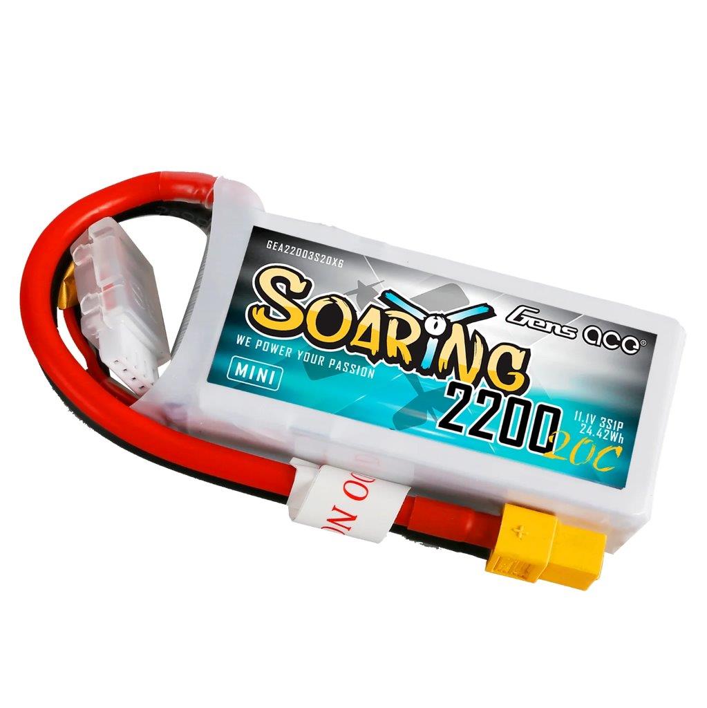 GensAce Soaring 2200mAh 3S 20C 11.1V LiPo Battery with XT60 Plug - 3