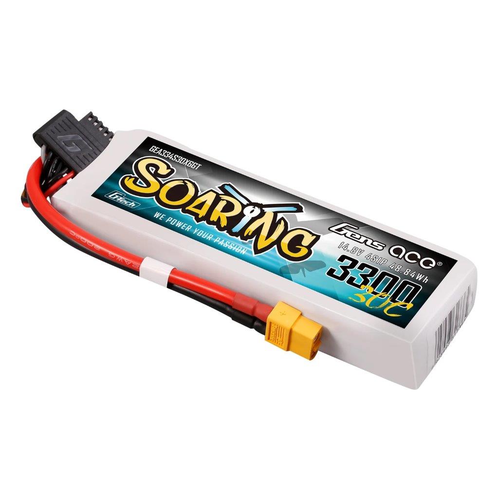 GensAce Soaring 3300mAh 4S 14.8V 30C G-Tech Lipo Battery with XT60 plug - 4
