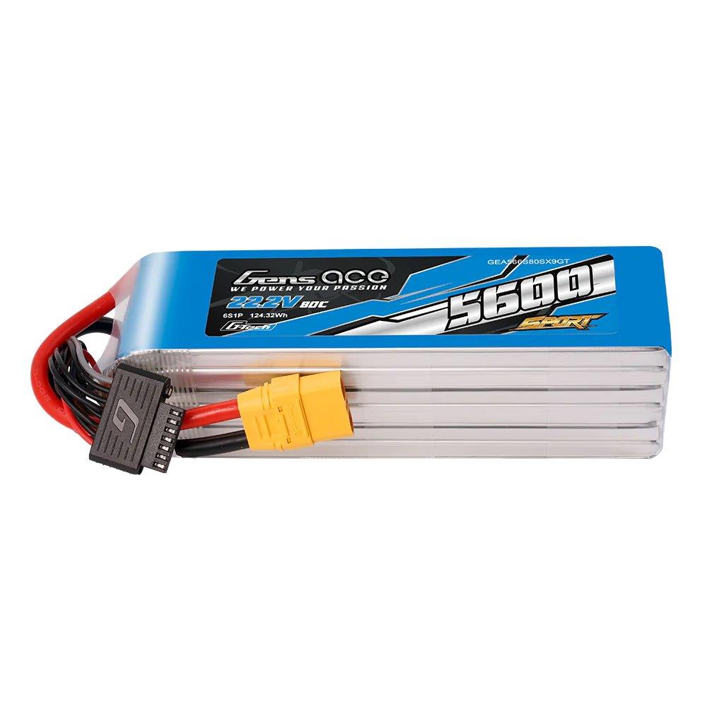 GensAce Sport G-Tech 5600mAh 22.2V 80C 6S1P Lipo BattPack w/ XT90 Plug (700Heli)