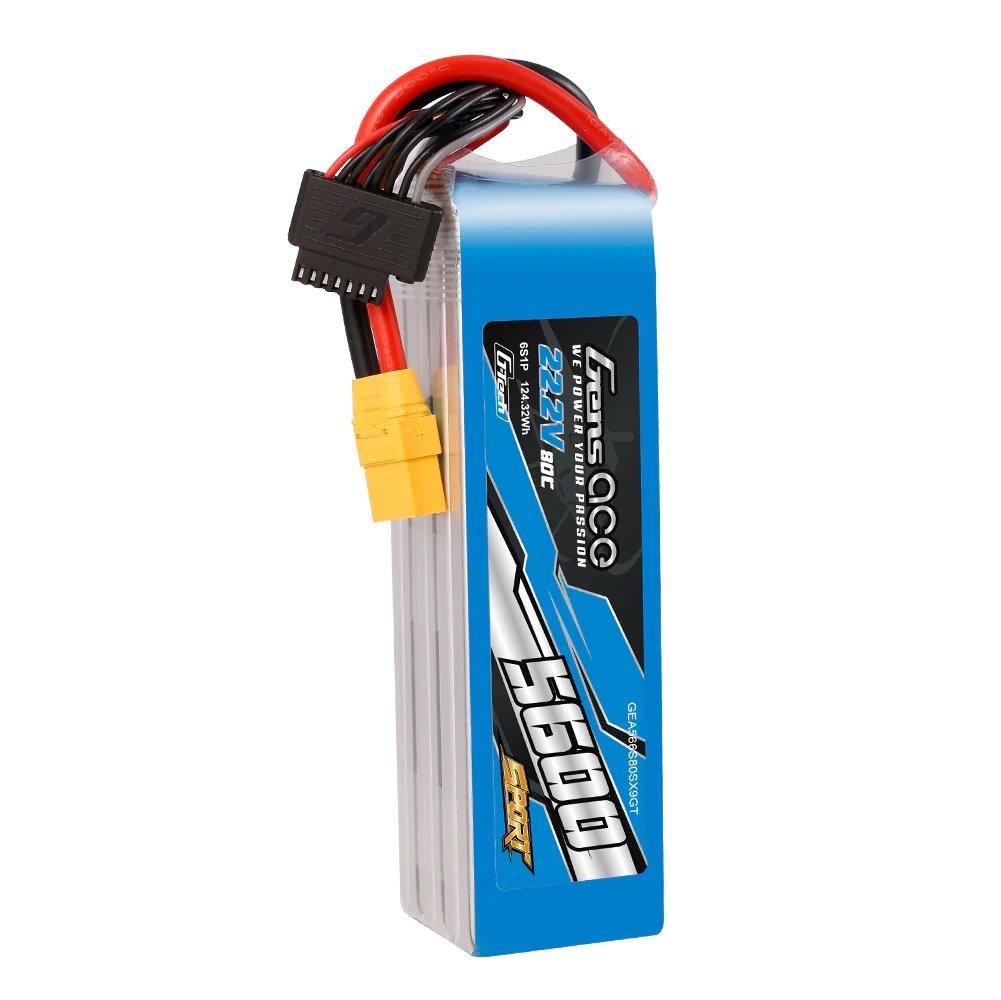 GensAce Sport G-Tech 5600mAh 22.2V 80C 6S1P Lipo BattPack w/ XT90 Plug (700Heli) - 3