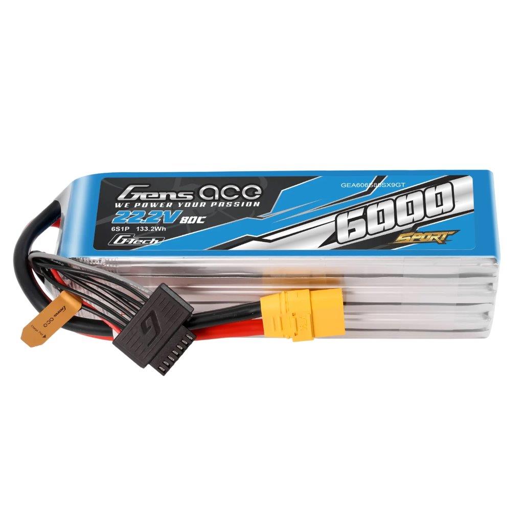 GensAce Sport G-Tech 6000mAh 22.2V 80C 6S1P Battery Pack w/ XT90 Plug (700Heli)