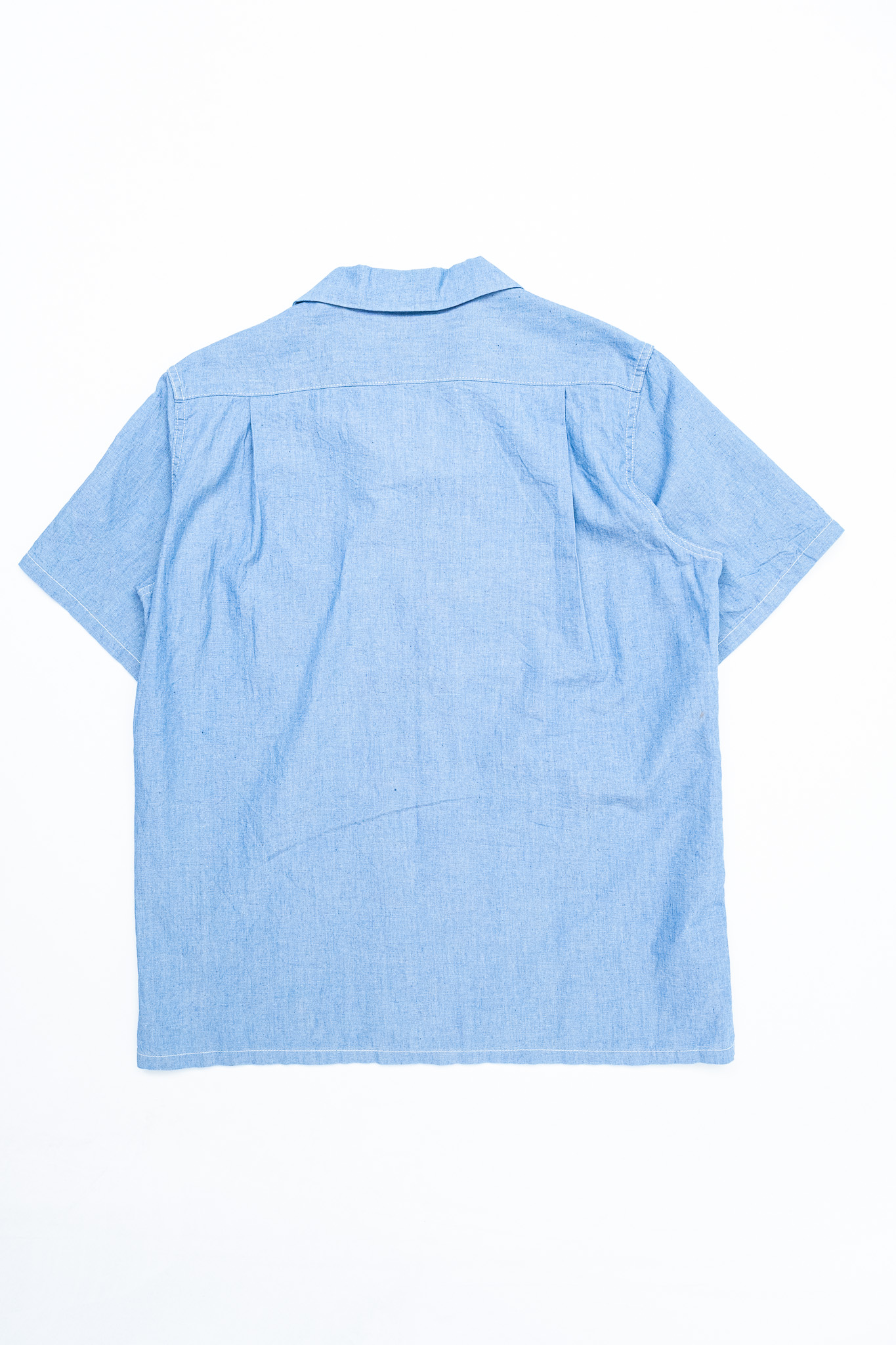 Iron Heart - IHSH-477-SAX 5oz Cotton Linen Open Collar Short Sleeve Shirt Sax Blue - 3