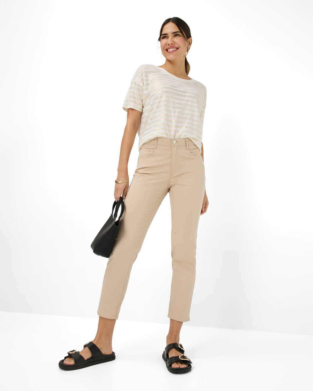 Jeans MaryS kort bomullsblandning beige - 5