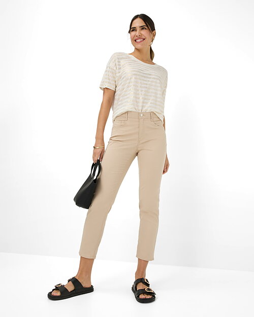 Jeans MaryS kort bomullsblandning beige - 5